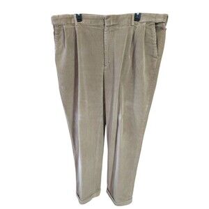 Lands End Traditional Fit Khaki Corduroy Pants 42x31 - 100% Cotton - Adjustable